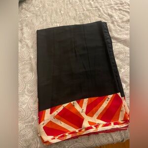 Black and Red Geometric Satin Saree